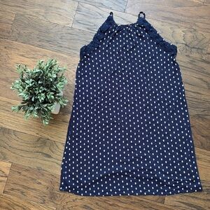 Navy blue and white polka dots night gown pajama dress